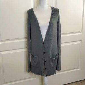 AEO American Eagle women's medium grandpa cardigan sweater gray long
